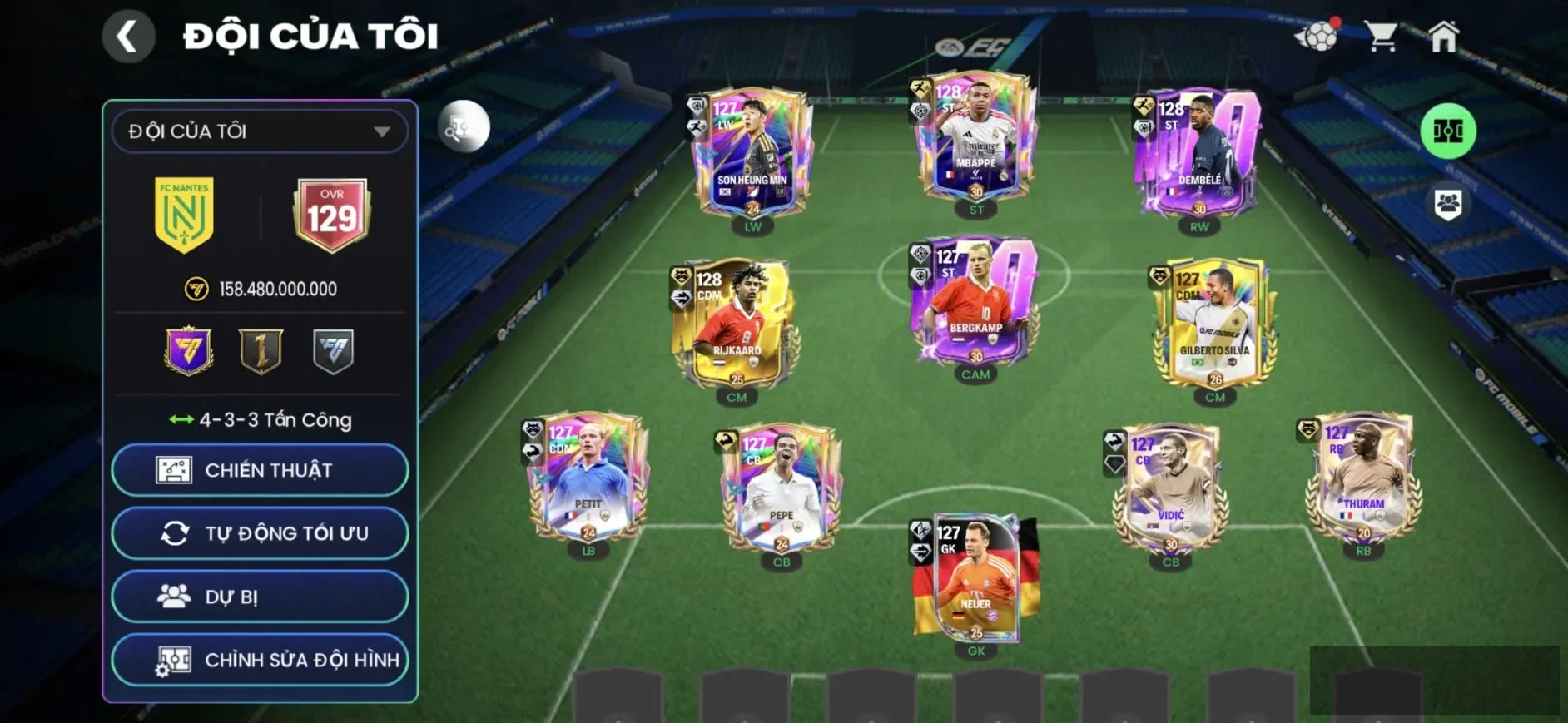 Ovr 129 M3p+Dembele+Rái cá +17k gem +10k mảnh
