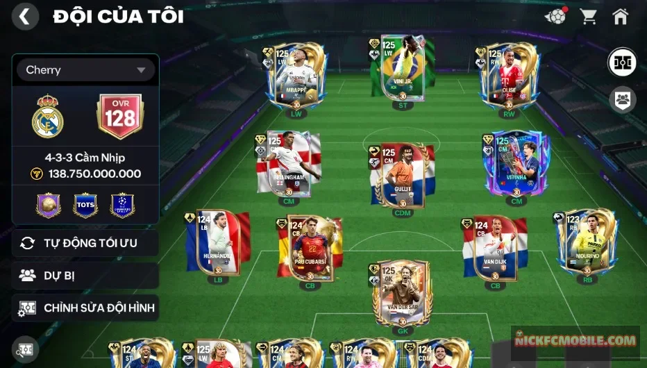 ĐH 138B OVR 128  8 CON 120 + 7 CON 119 Garena  SĐT CHỜ 22/8