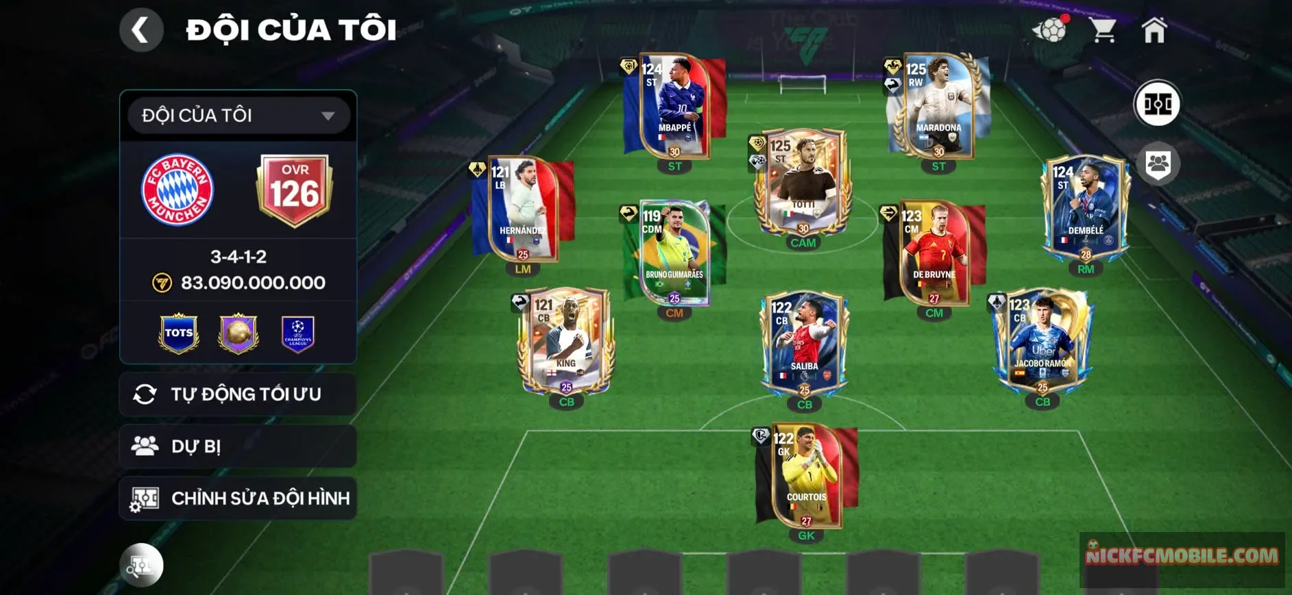 ACC OVR 126+, MARADONA+ TOTTI OVR 125, 6 CẦU THỦ 119, 4 CẦU THỦ 118 NGON, DƯ GẦN 300 MẢNH, QUẢN LÍ CHƯA ĐÁ CHO AE CÀY LẤY THĂNG HẠNG VÀ GEMS