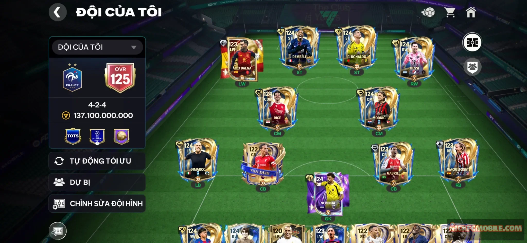 ACC OVR 125+, RÔ+DEM+SI BỘ 3 TOP GAME, 9 CẦU THỦ 119, 4 CẦU THỦ 118, 7 LƯỢT QUAY NỮA CHẮC CHẮN NỔ POOL A, DƯ GẦN 400 MẢNH , 2k7 THĂNG HẠNG, 2b4 COIN, RANK TẤN CÔNG NHANH CHƯA ĐÁ CHO AE ĐÁ LẤY GEMS