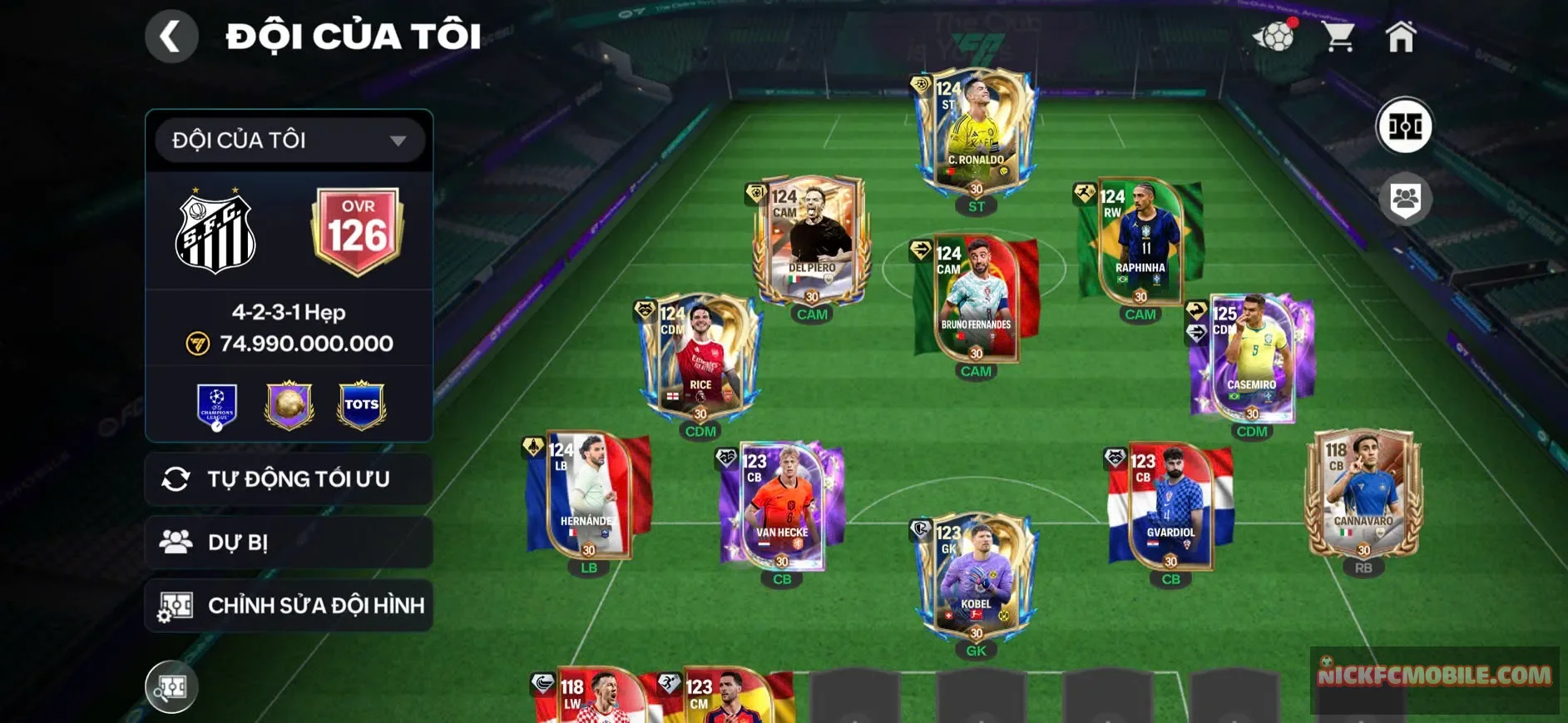 sale 25% ( ACC OVR 126+, RÔ UTOT + CASEMIRO 120, BRUNO, 6 CẦU THỦ 119, 4 CẦU THỦ 118, DƯ 200 MẢNH, HƠN 3K3 THĂNG HẠNG, CHƯA ĐÁ QUẢN LÍ