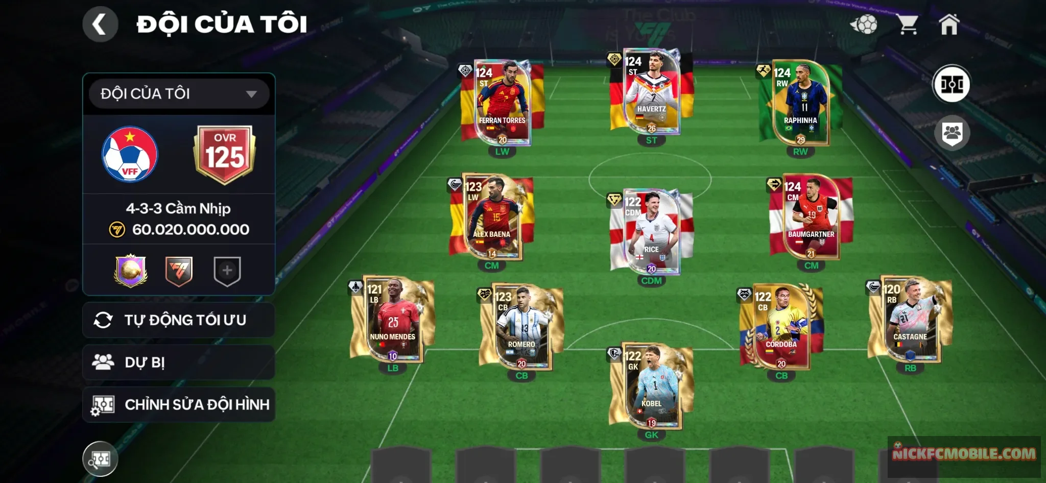 ovr 125 6 con 119 5 con 118 cầu thủ ngon cả 3 tuyến khung đẹp rank chưa cày cho ae về cày lấy gem mở pack thì ngon luôn