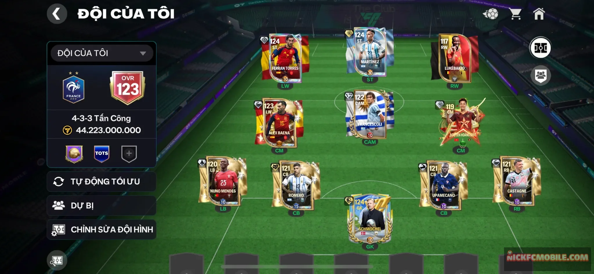 Ovr123 - khung siêu đẹp - 4 cầu thủ 119 + 7 cầu thủ 118