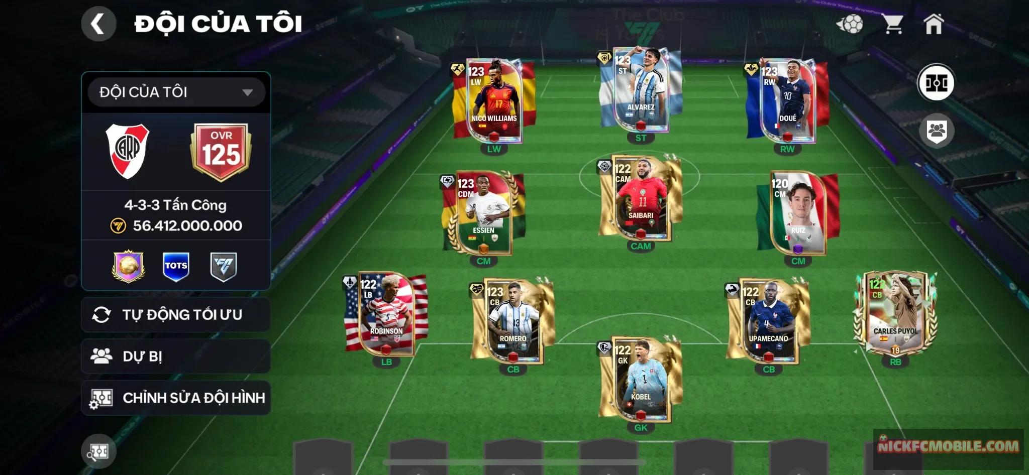 Ovr125 - mũi đinh ba 119 + 5 cầu thủ 118 + 1 cầu thủ 119 + 100 mảnh trao đổi
