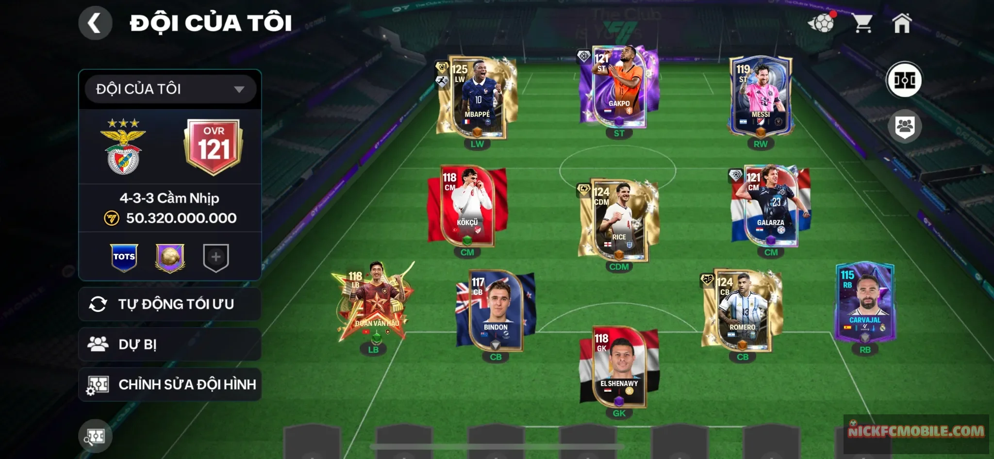 Ovr121 M3p WC 120 + 2 cầu thủ 119 + 2 cầu thủ 118
