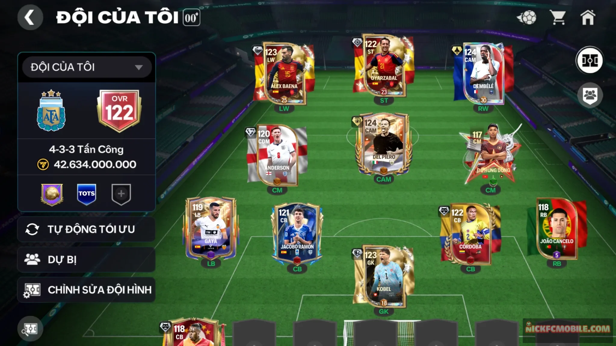 Acc ovr120 có dembele+delpiero 5cthu118