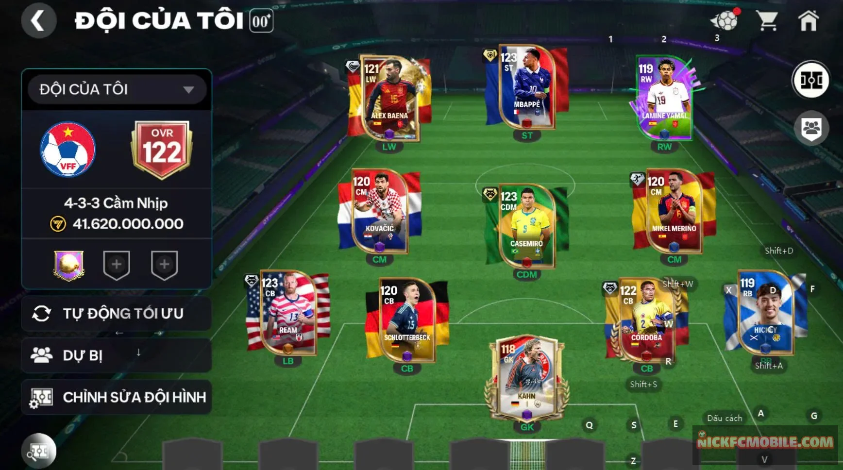 Hàng ovr 122 m3p+casemiro 119 với nhiều cầu thủ 118 cho ae trải nghiệm