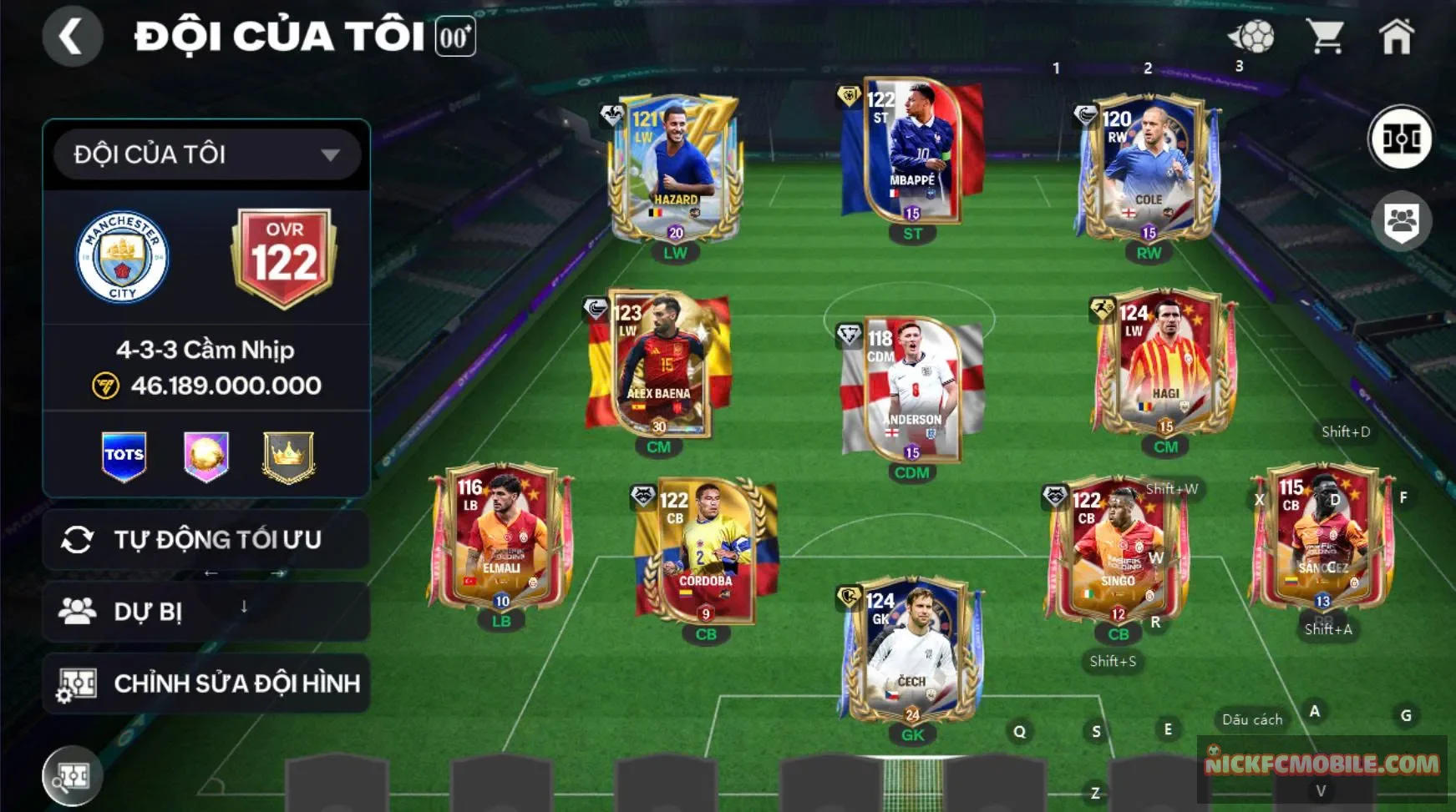 Hàng xịn ovr 122 3 cầu thủ 119(m3p, cech, hagi) +6 cầu thủ 118