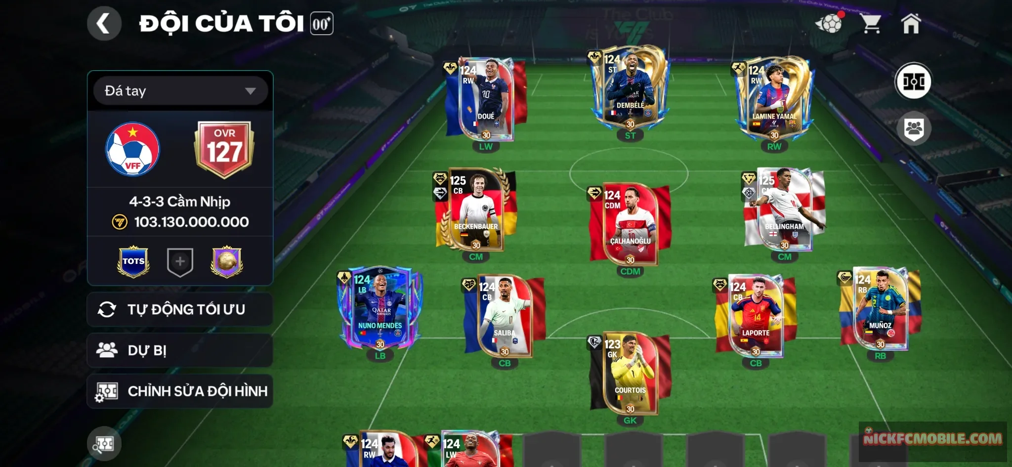 Ovr 127 Bellingham+Dembel+Yamal+ nhiều thur ngon 2 cthu 120+10 cthu 119 , Đội hình siêu đẹp dư nhiều tài nguyên 1b2 coin , 70k hiệp phụ ,6k hhth, sẵn 3k mảnh