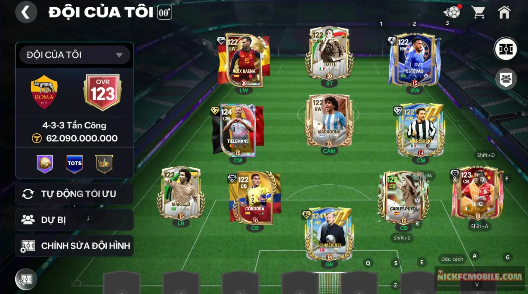 Acc ovr 123 đội hình đẹp