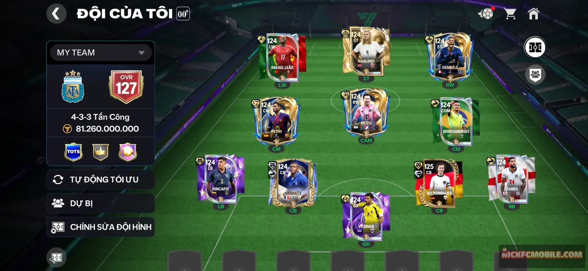 OVR 127 NHIỀU CẦU THỦ HOT MESSI+DEM,... 1 CON 120 10 CON 119 NGON CHO AE VỀ LEO TOP SEVER