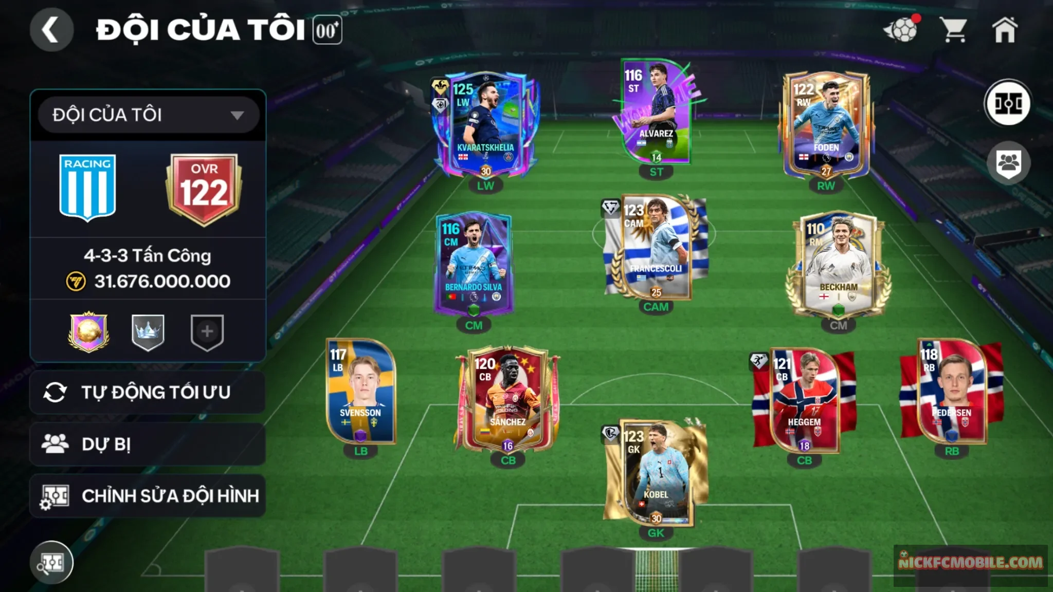 Acc ovr122 có top1 lw kvaratskhelia kèm 3cthu118