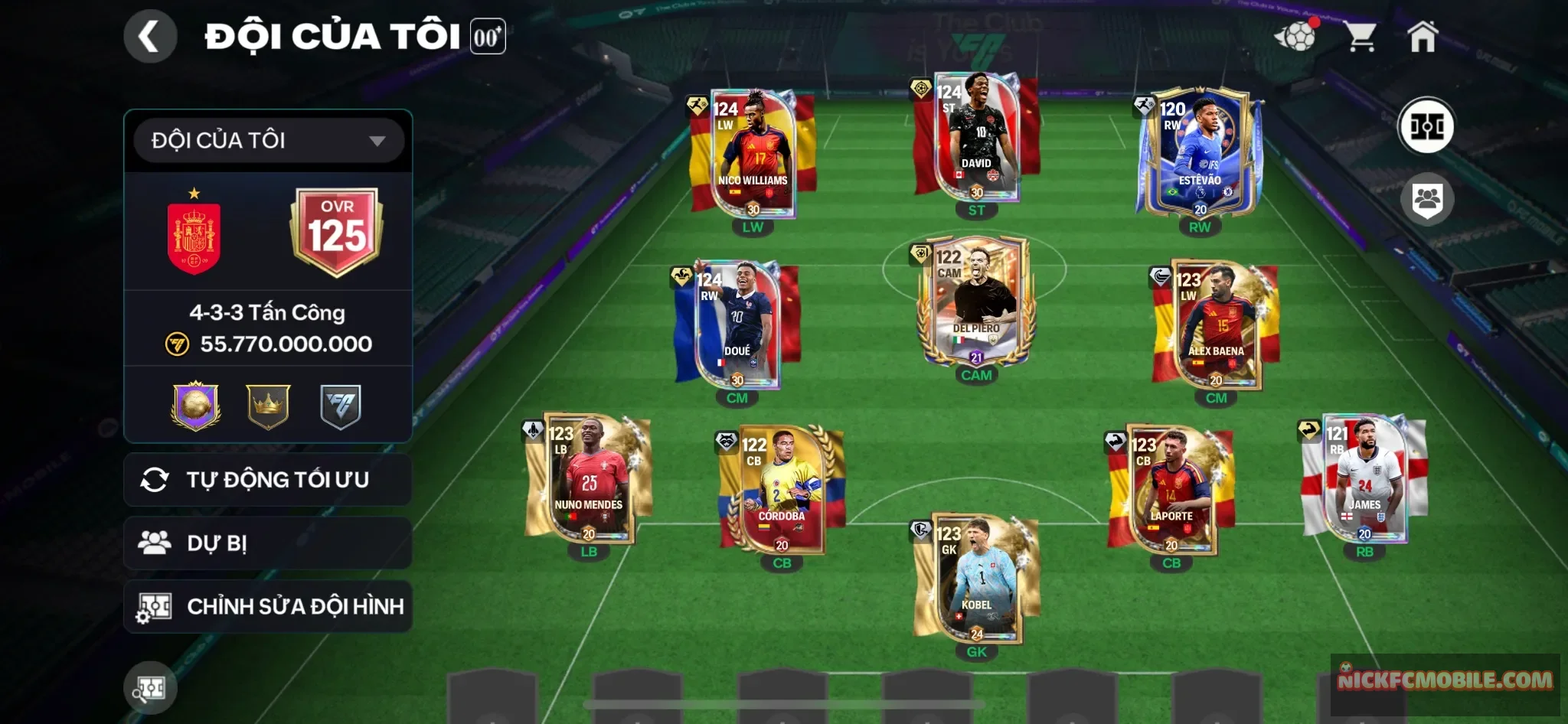Ovr125 - full dàn playstyle siêu đẹp + 5 cầu thủ 119 + 6 cầu thủ 118 + dư 31k gem