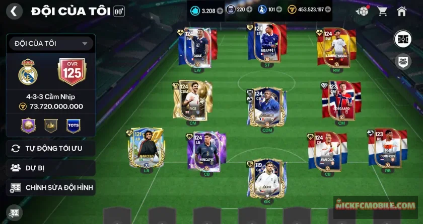 Ovr 125, 3208 mảnh, 101 hhth