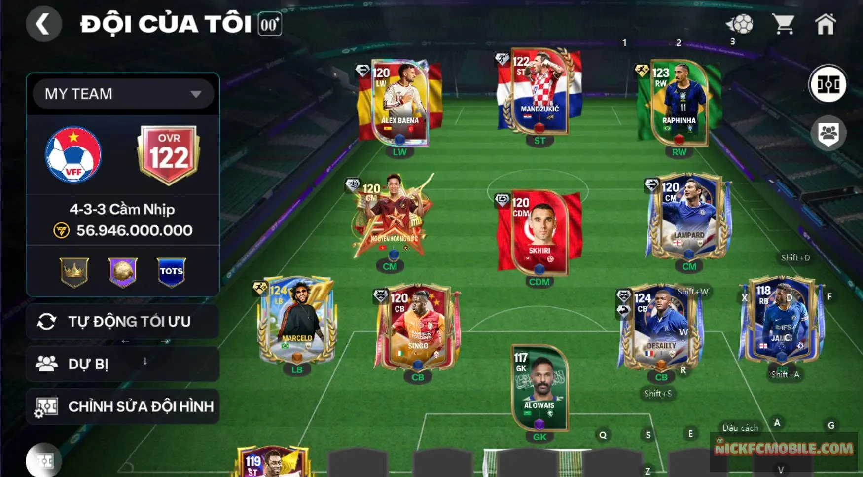 Acc ovr 122 3cthu 119 hot (marcelo, desaily, raphinha),kèm 6 con 118...