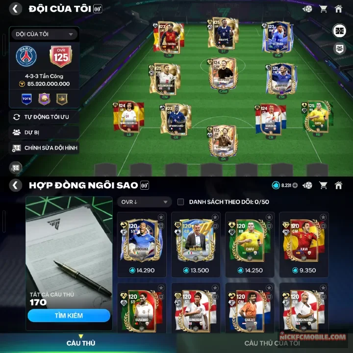 Siểu phẩm 4 con ovr 125 rank thì chưa cày đã mua sss còn dư 8k2 mảnh.acc log grnttt