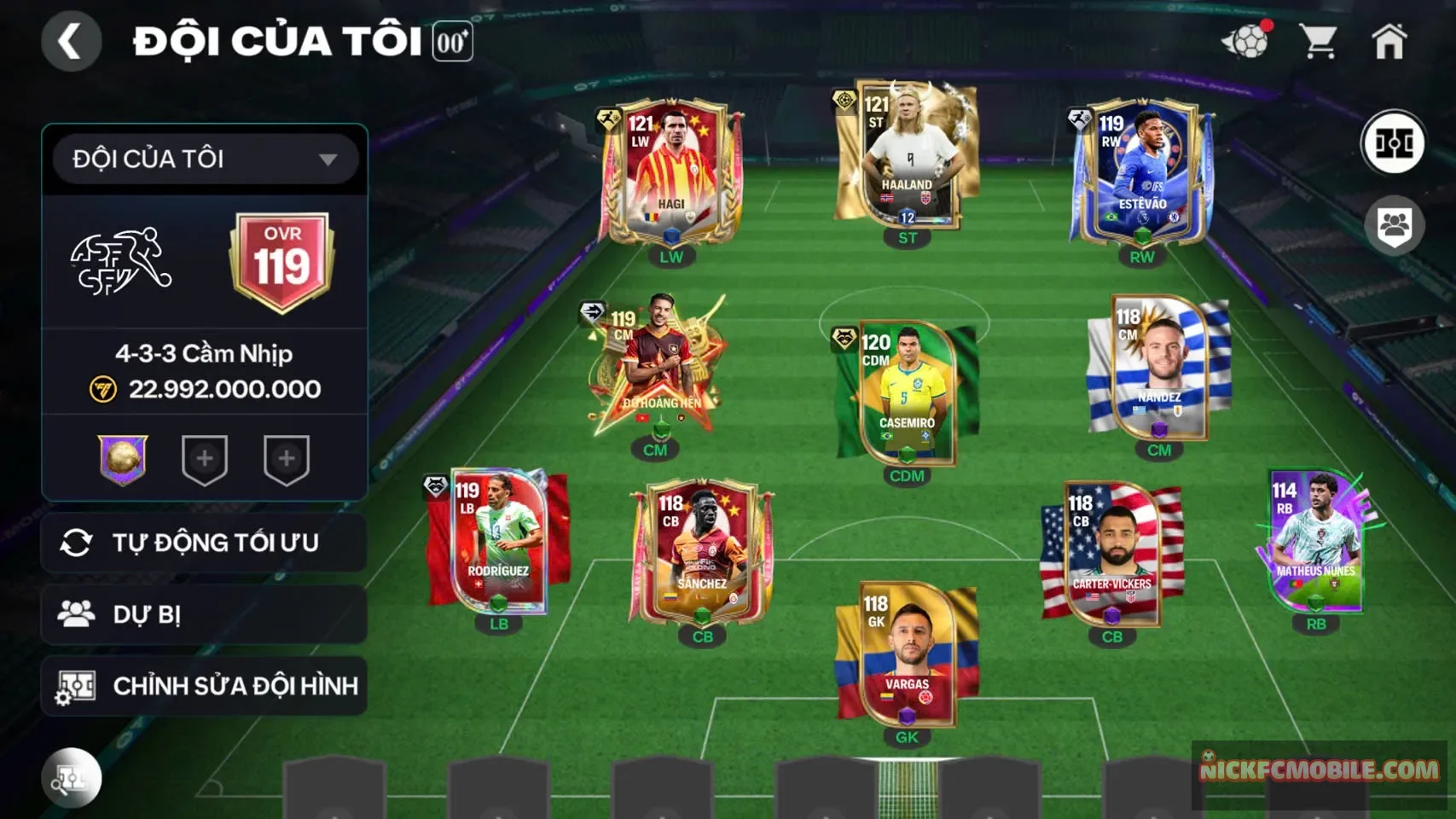 Acc ovr119 có 3cthu119 3cthu118 có playstyle