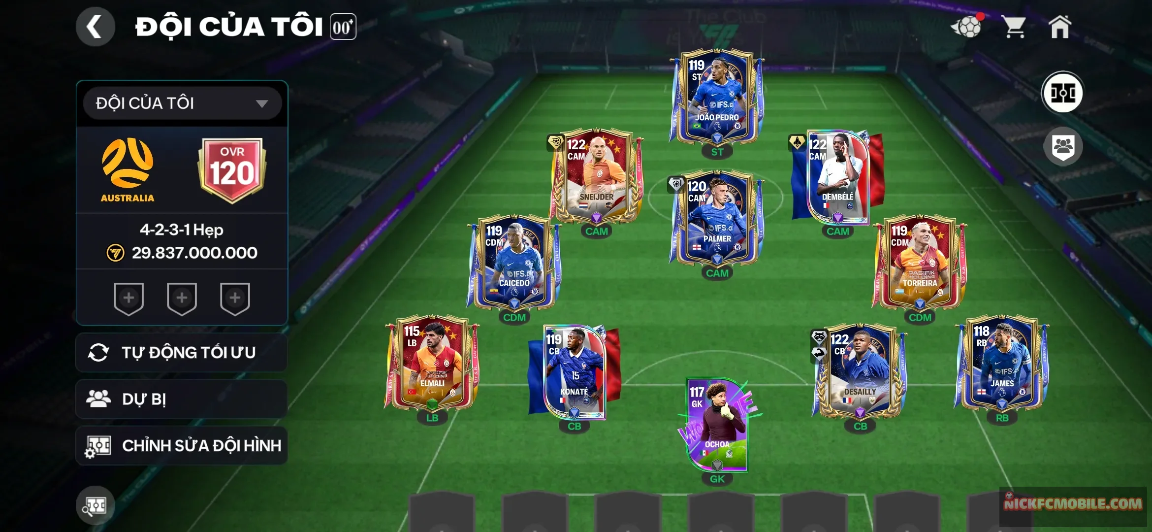 Đội hình tân thủ có sneijder dembele desaly palmer rank còn zin cho anh em về nâng cấp đội hình