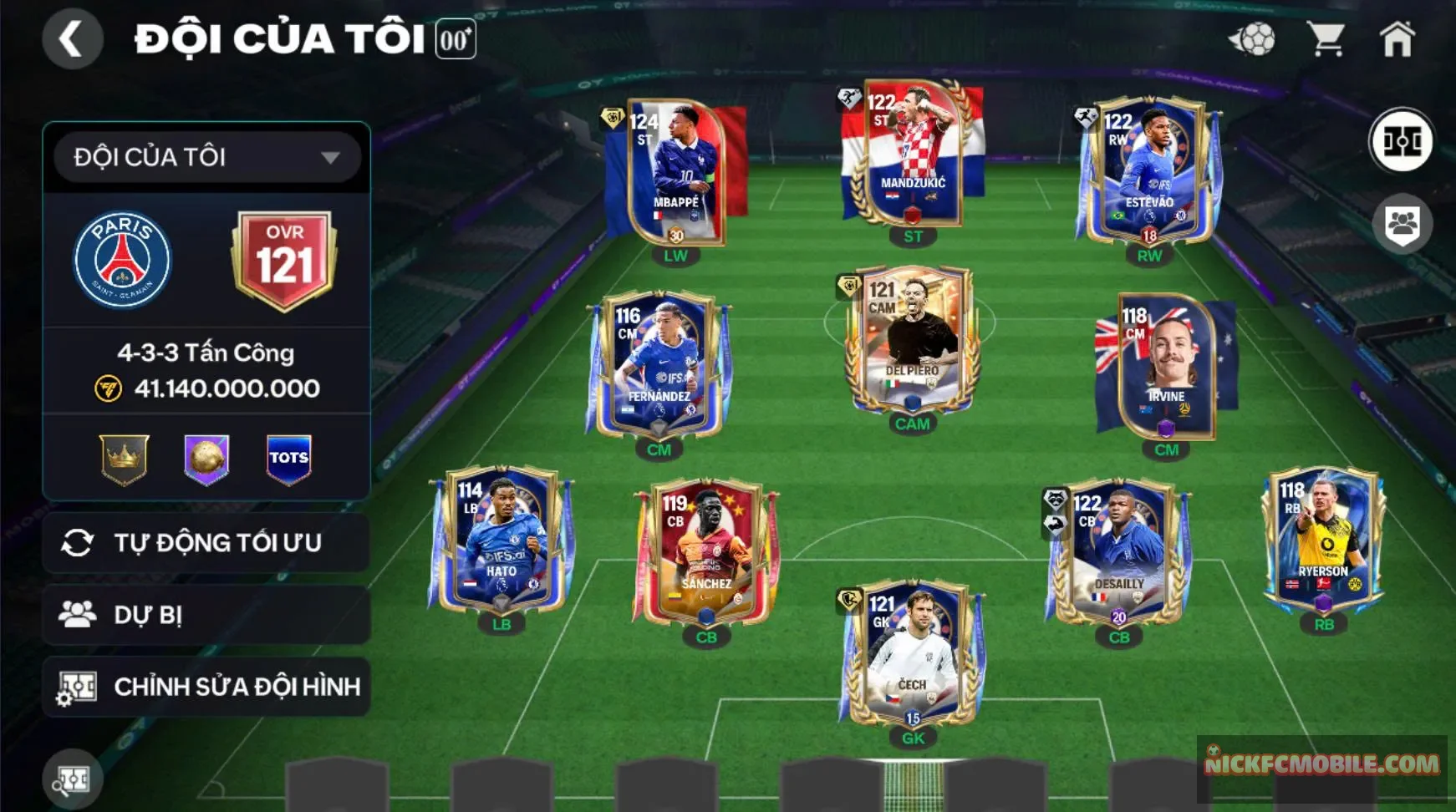 Acc ovr 121 với 4 cầu thủ 119 (m3p, del pero, desali, cech),....