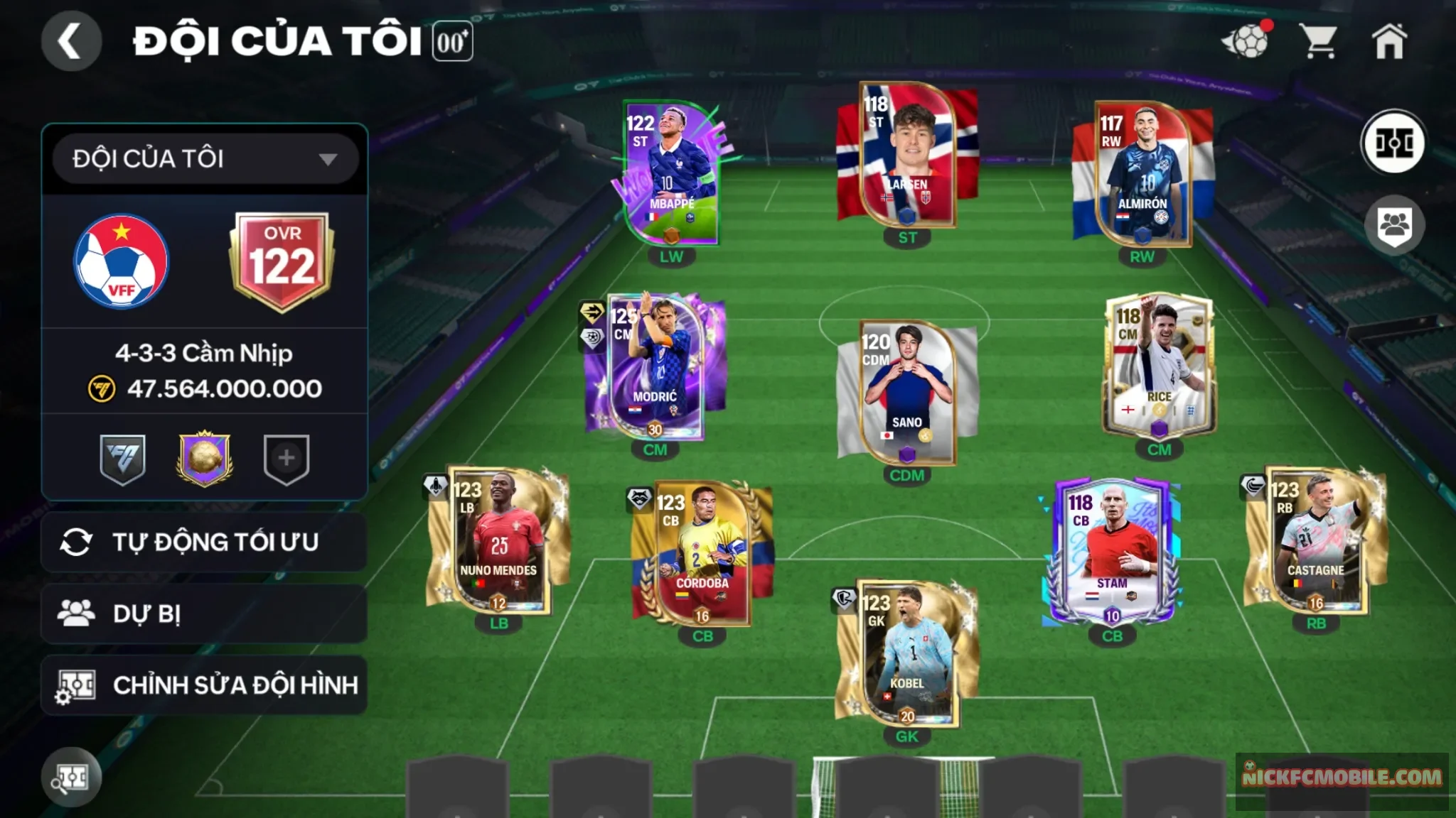 Acc ovr122 có modric120 siêu hot kèm 4cthu118