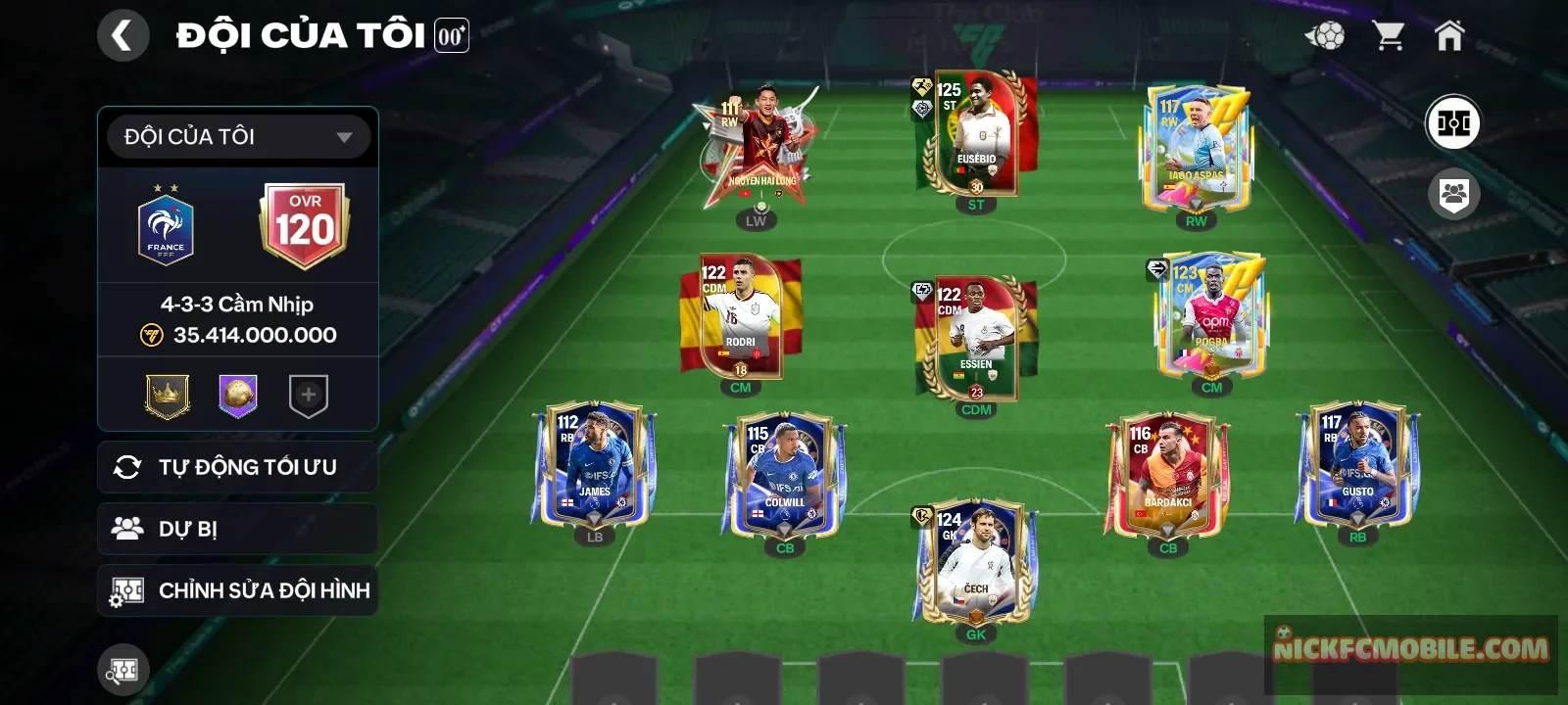 Acc reg Eusebio 120 và cech 119 cùng với vài con 118 , đã mua sổ mini mùa hè đang cấp 20 , còn dư 200m coin và 6k hhth và 1k5 mảnh hợp đồng