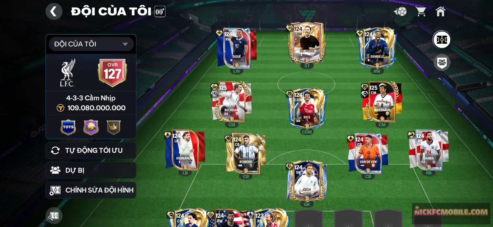 ACC OVR 127+ , BECKHAM MATHUS OVR 125, 11 CẦU THỦ 119, DƯ HƠN 11K MẢNH CHO AE ĐỔI CTHU 120 NGON, DƯ NHIỀU TÀI NGUYÊN 20K THĂNG HẠNG , 5B5 COIN, 15K GEMS ACC OVR CAO LEO 10 SAO LẤY GEM VÀ THĂNG HẠNG