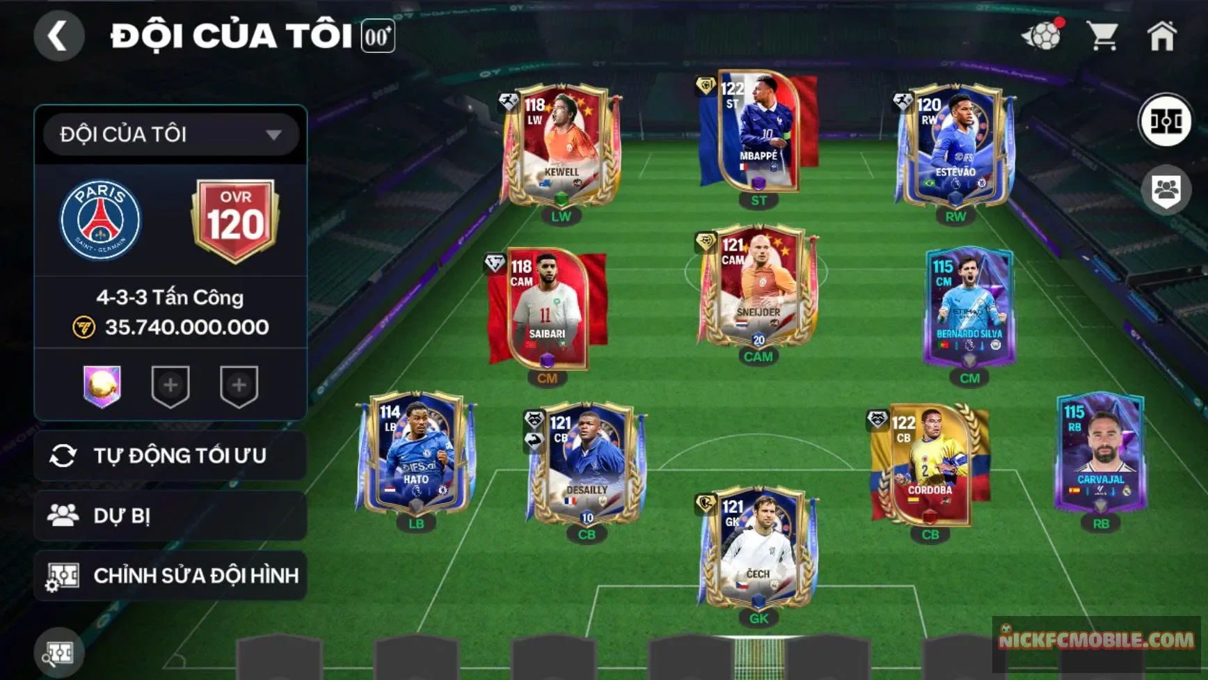 Acc 4 cầu thủ 119 hot (m3p, cech, snider, desali), còn dư 41k gems...