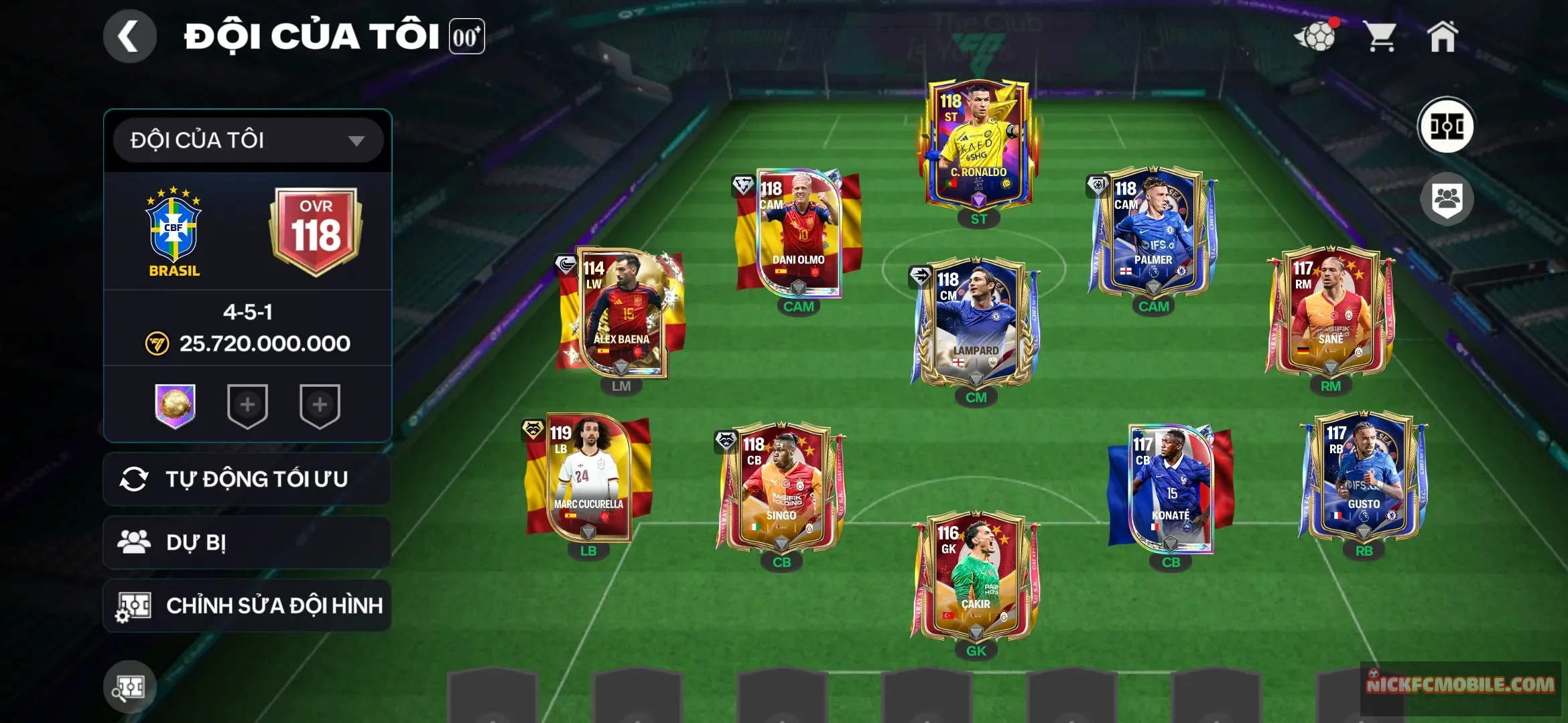 Đội hình có đầu tàu a7 tiền vệ hậu vệ ổn còn 5k hhth rank và nv 20k gem còn nguyên
