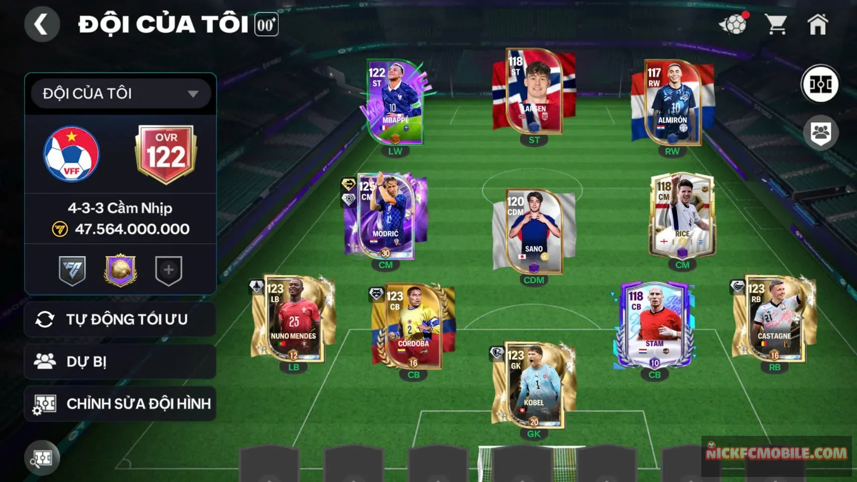 Acc ovr122 có modric120 siêu hot kèm 4cthu118