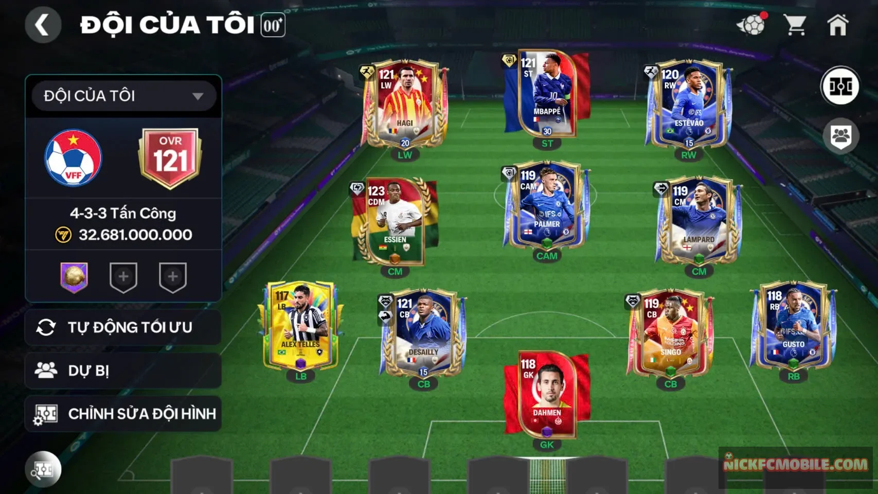 Acc ovr121 có 3cthu119 5cthu118 có playstyle