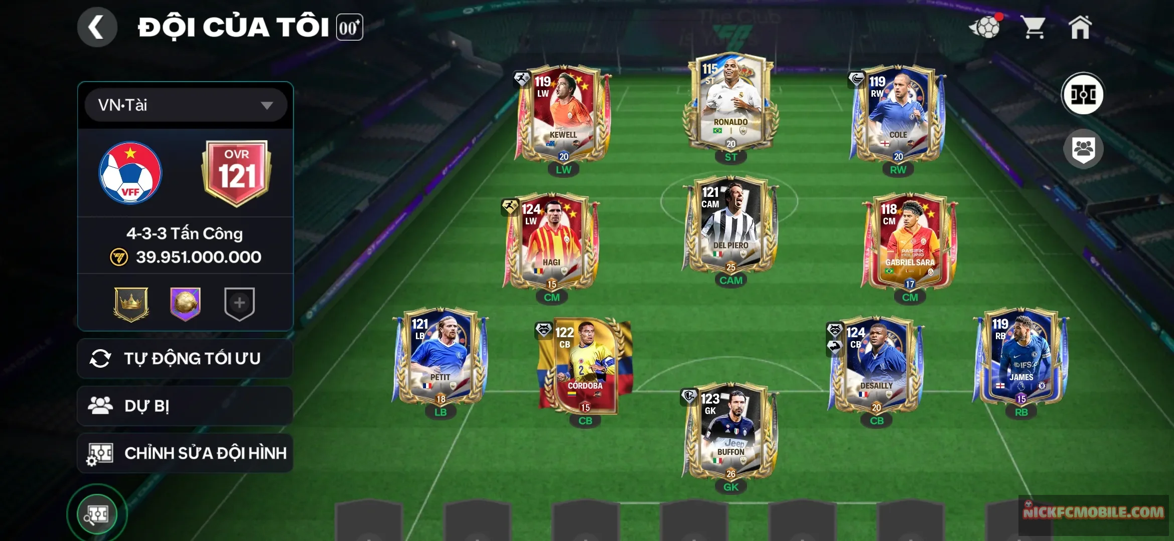 Đội hình có cole petit del piero trong shop dư 1k8 mảnh về cày st là ngon chen rank và nv 20k gem còn zin