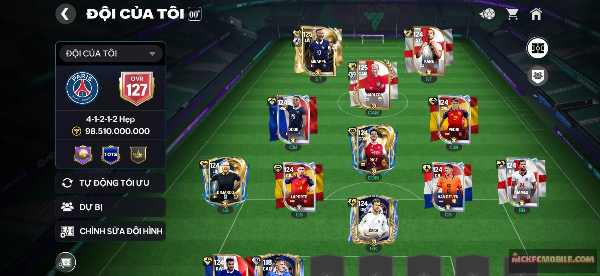 ACC OVR 127+ , M3P+CHARTLON OVR 120,  10 CẦU THỦ 119, DƯ 2K MẢNH SAO , RANK CHƯA ĐÁ CHO AE CÀY LẤY GEMS VÀ THĂNG HẠNG