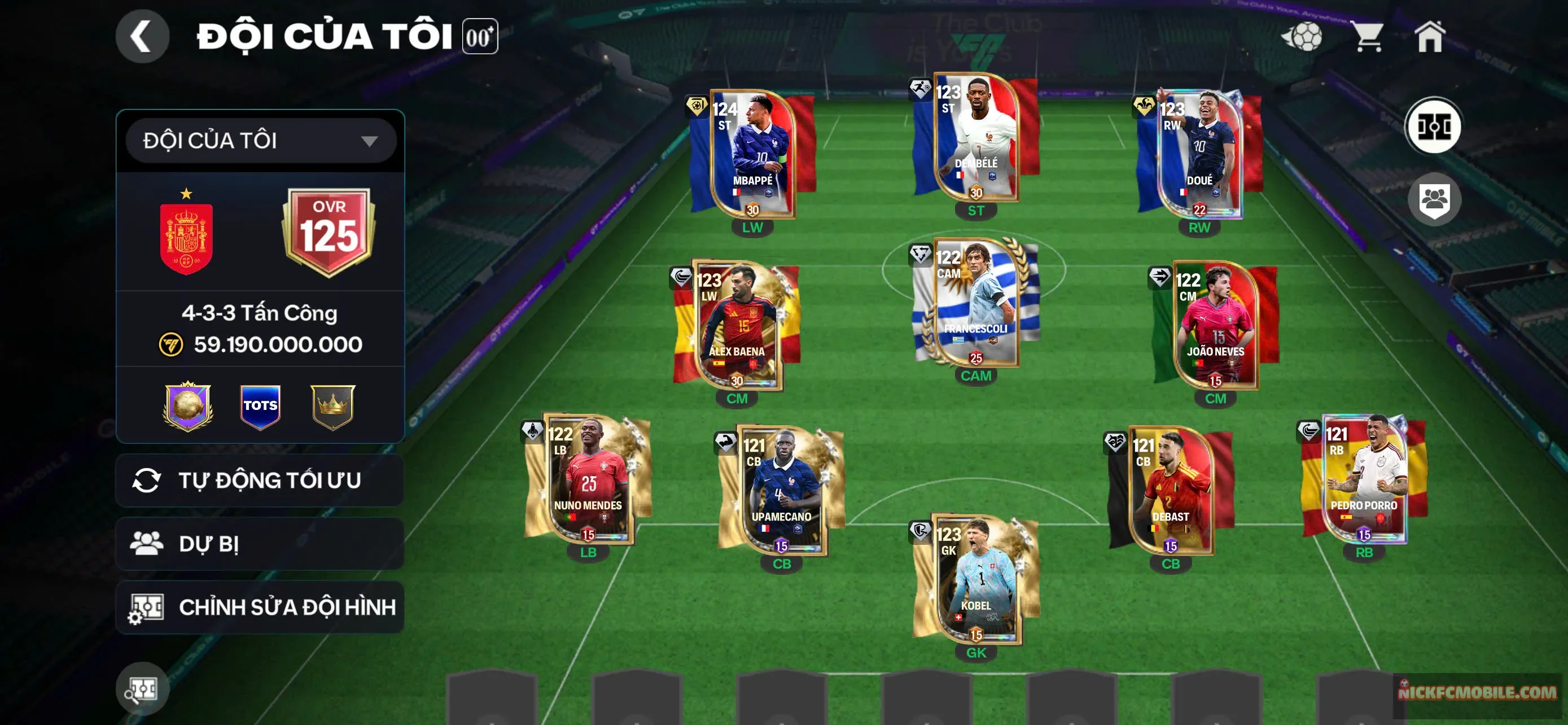 Ms442 Ovr 125, bộ 3 hàng công ovr 124 hot, build lên là đẹp