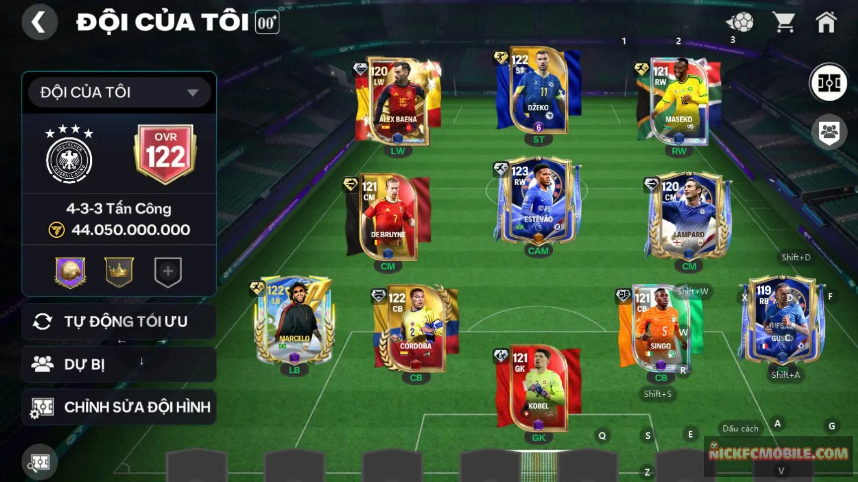 Acc ovr 122 4 cthu 119 (marcelo, kevin,...) với 6 cthu 118, khung đẹp,...