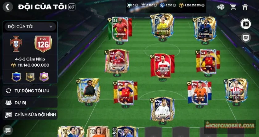 Ovr 126, 6555 hhth, 4 tỷ coin