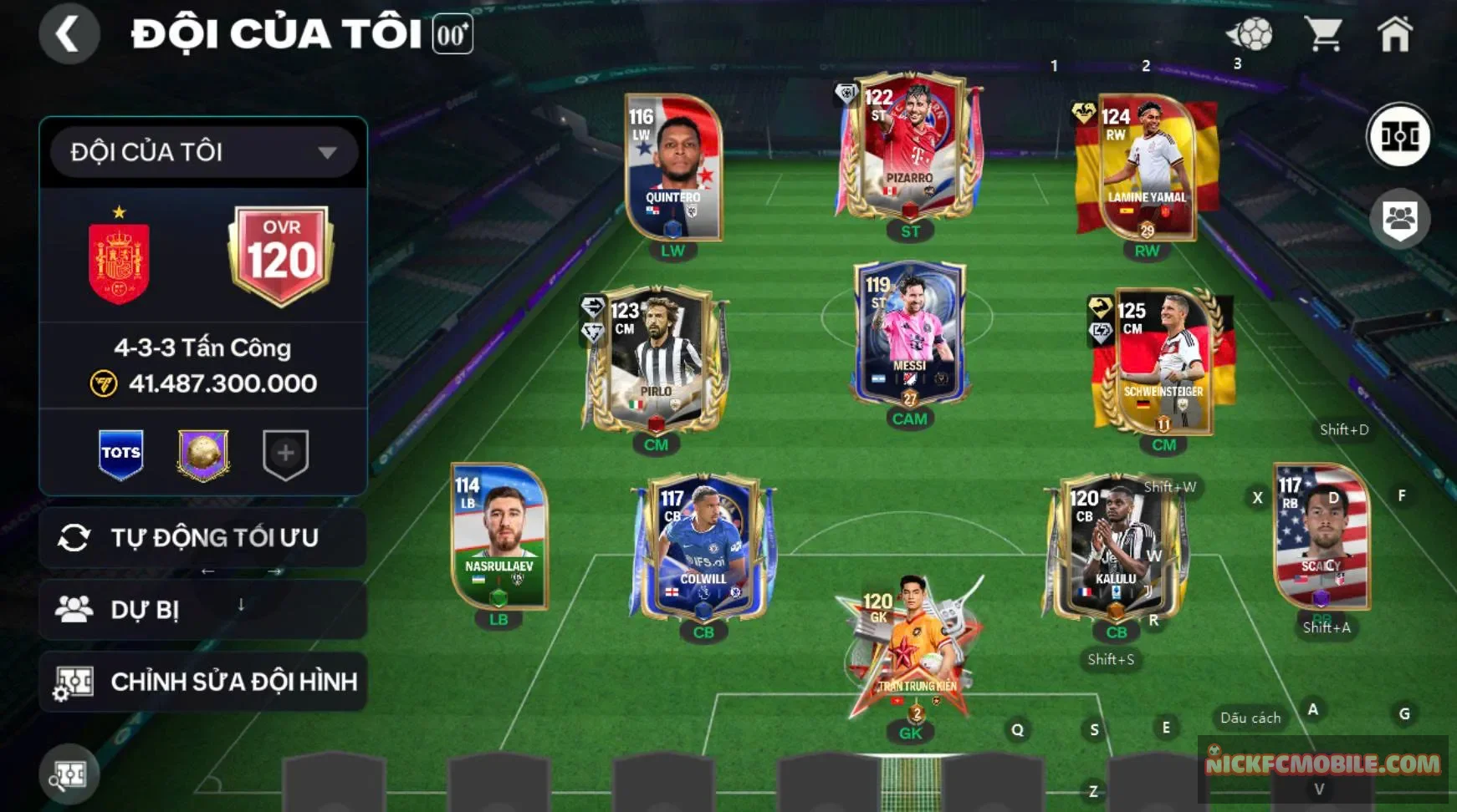 Acc 1 cthu 120 kẹp 2 cthu 119 (yamal, pirlo), dư 2000 hhth...