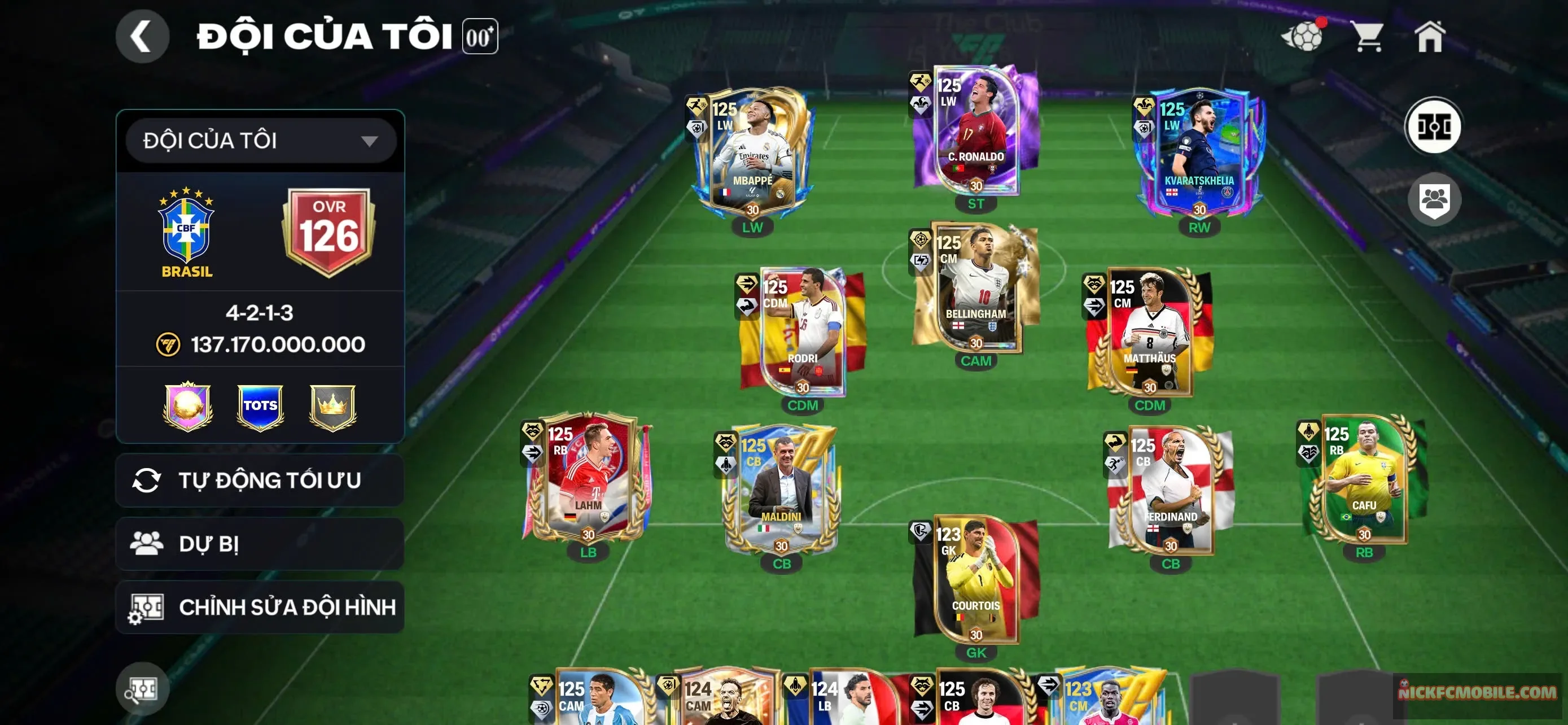 ĐH 137B 12 CON 120 ( RONALDO BOX )  + 29K ĐIỂM  SS ĐỔI CẦU THỦ ( THÊM ĐC 2 3 CON 120 )  Garena TTT