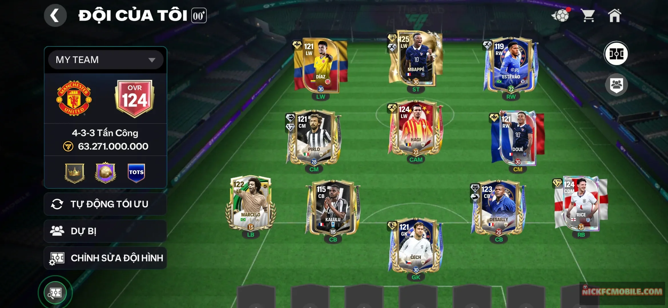 Ovr 124 có đầu tàu m3p diaz doue hagi pirlo rice desailly cech cày rank thay cb lb nữa là quá ngon