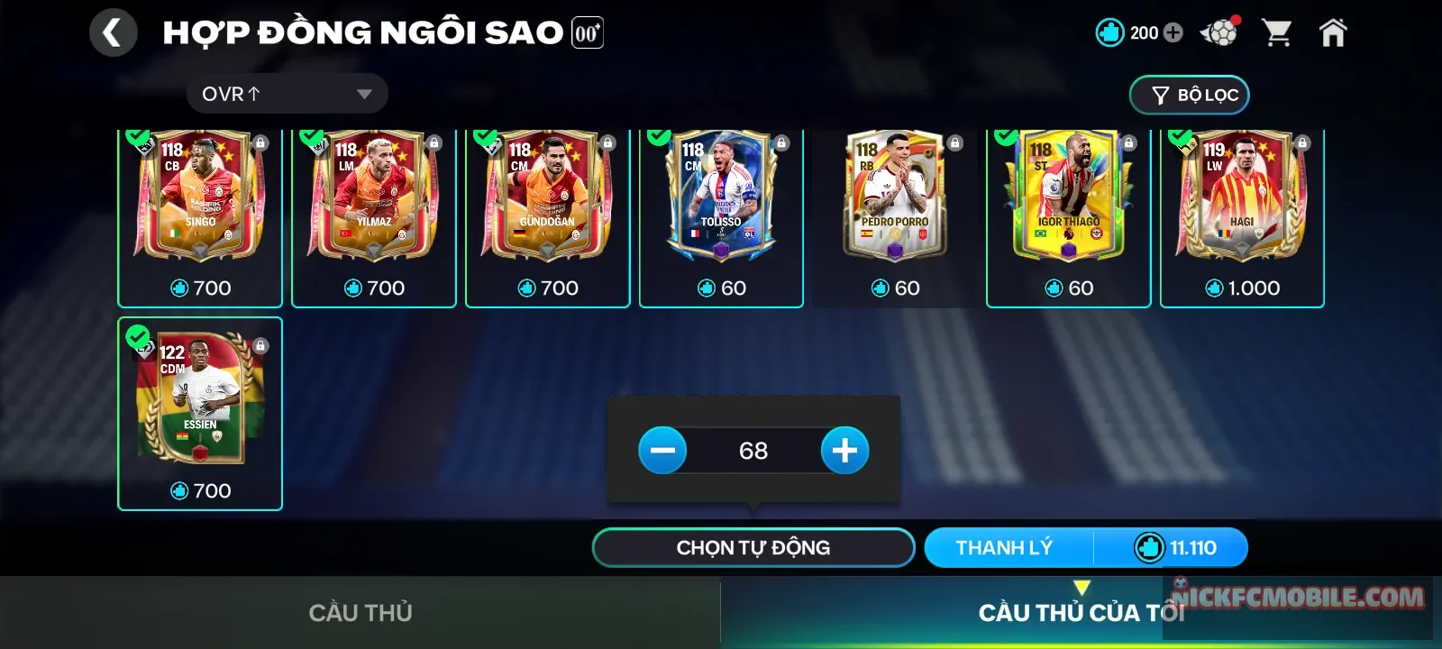 Acc có 11k3 mảnh có Hagi và nhiều cầu thủ 118 khác