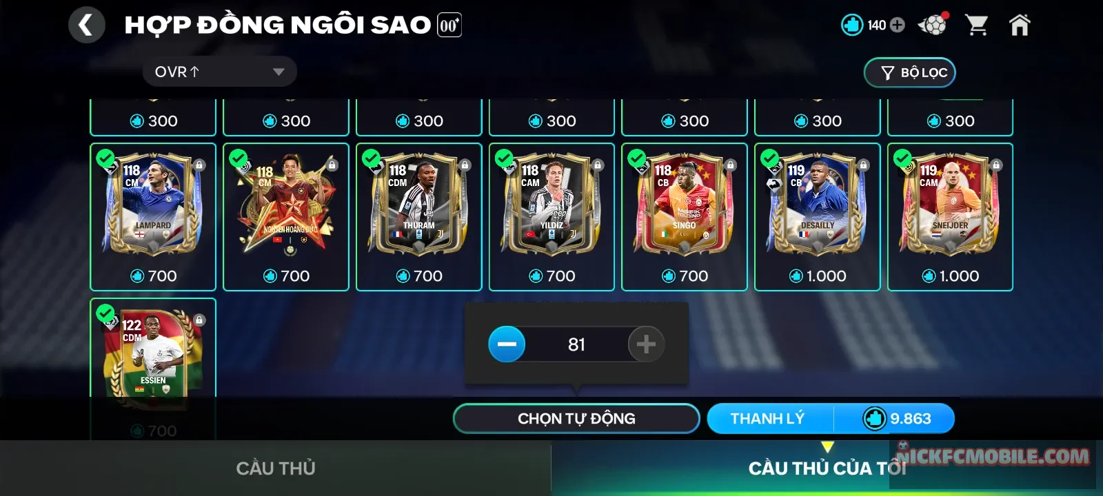 Acc có 10k mảnh , có snider và desaily cùng với nhiều cầu thủ 118 khác cho ae cày chay , rank còn zin chưa cày