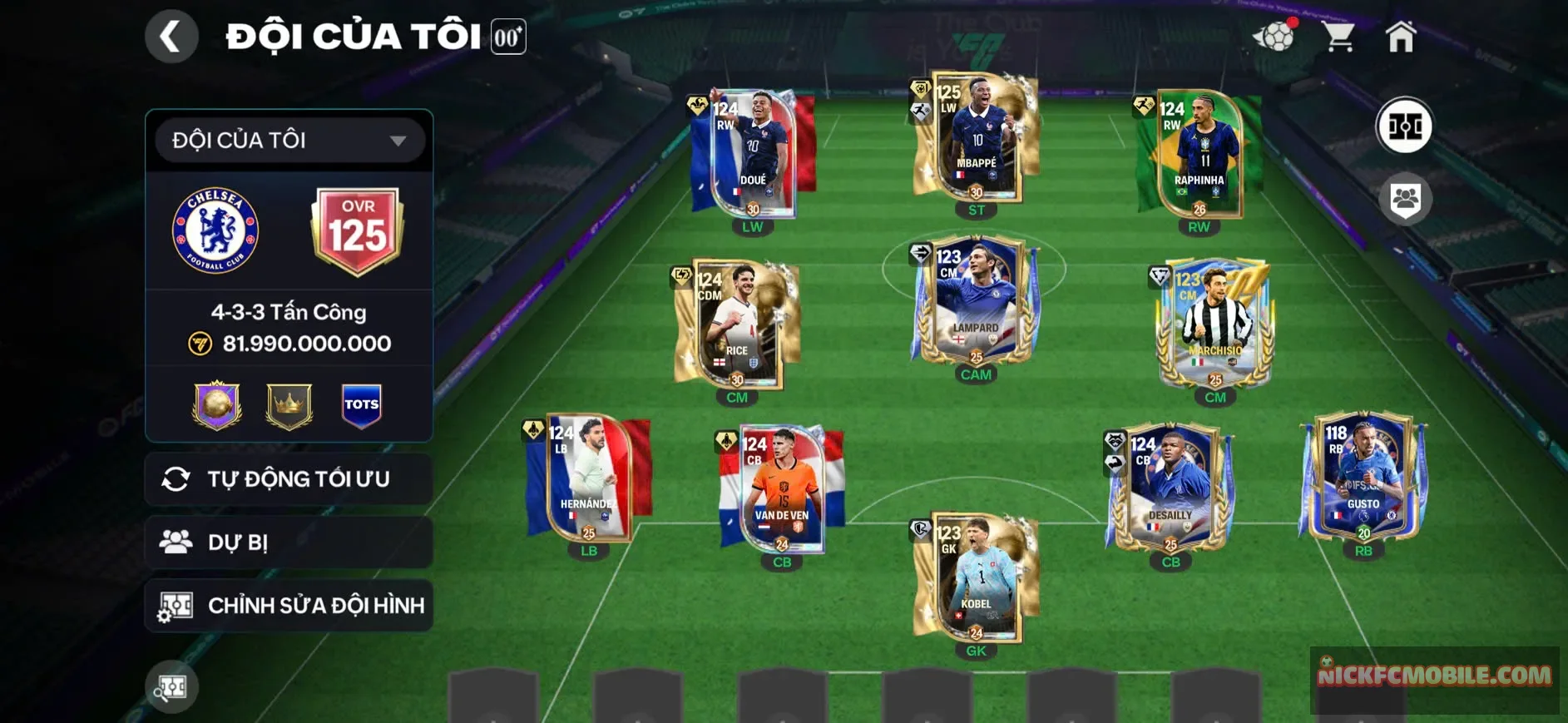 ACC OVR 125+, M3P+ DOUE+RAPHINHA,  6 CẦU THỦ 119, 3 CẦU THỦ 118, DƯ 2K THĂNG HẠNG, GIẢ LẬP CHƯA TREO CHO AE LẤY GEMS