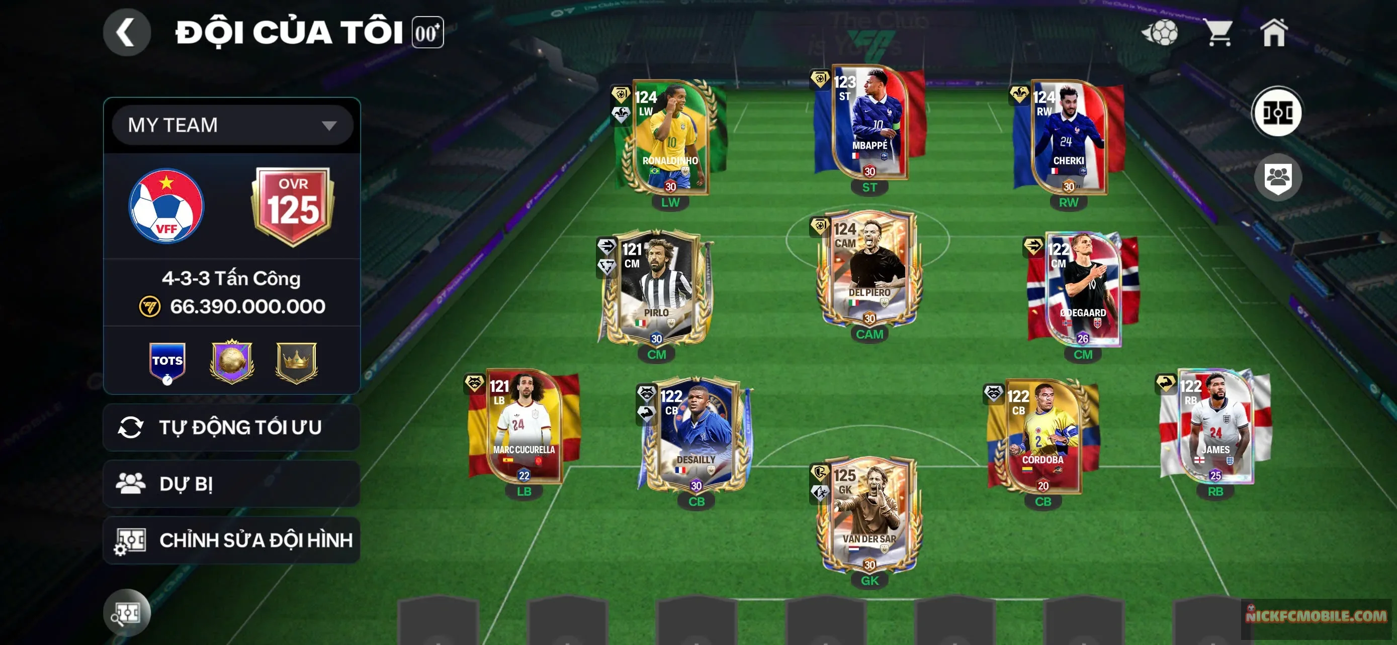 OVR 125+ RÔ VẨU + VAN DER SAR 120, 8 CẦU THỦ 119, DƯ 2K5 MẢNH