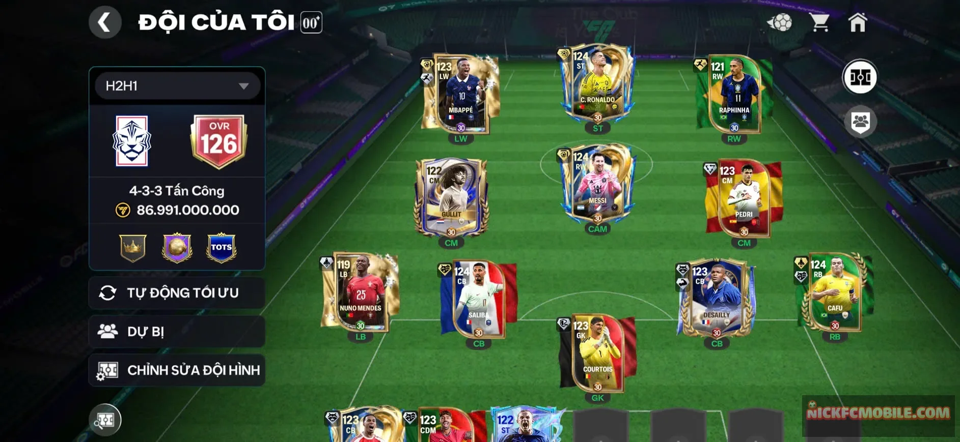 SALE 35% ( ACC OVR 126+, M3P+ CR7 + MESSI, 2 CẦU THỦ 120, 5 CẦU THỦ 119, 5 CẦU THỦ 118 , DƯ HƠN 2K MẢNH, RANK CHƯA ĐÁ CHO AE CÀY LẤY GEMS VÀ THĂNG HẠNG