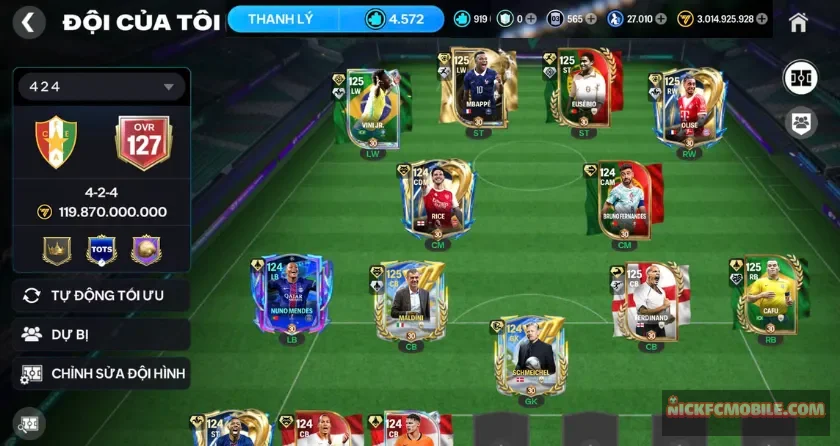 Ovr 127, 7 cầu thủ 120, tài nguyên con nhiều