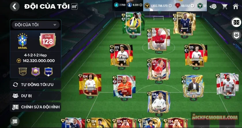 Ovr 128, 8 cầu thủ 120 có chữ ký, tài nguyên và dự bị nhiều