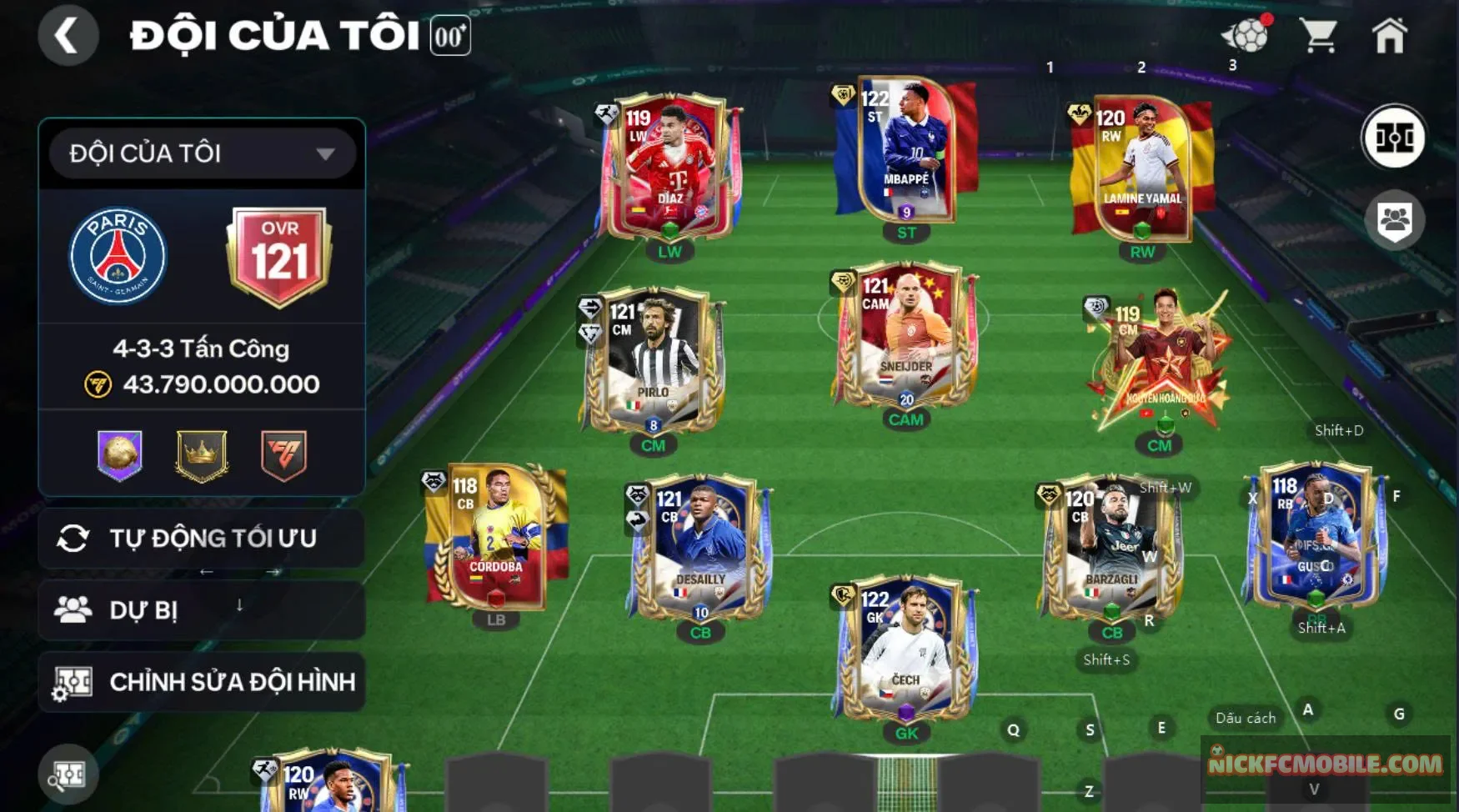 Acc 7 cthu 119 hot (m3p, yamal, pirlo, sinder, cech,...), khung đẹp cùng nhiều cầu thủ 118,..