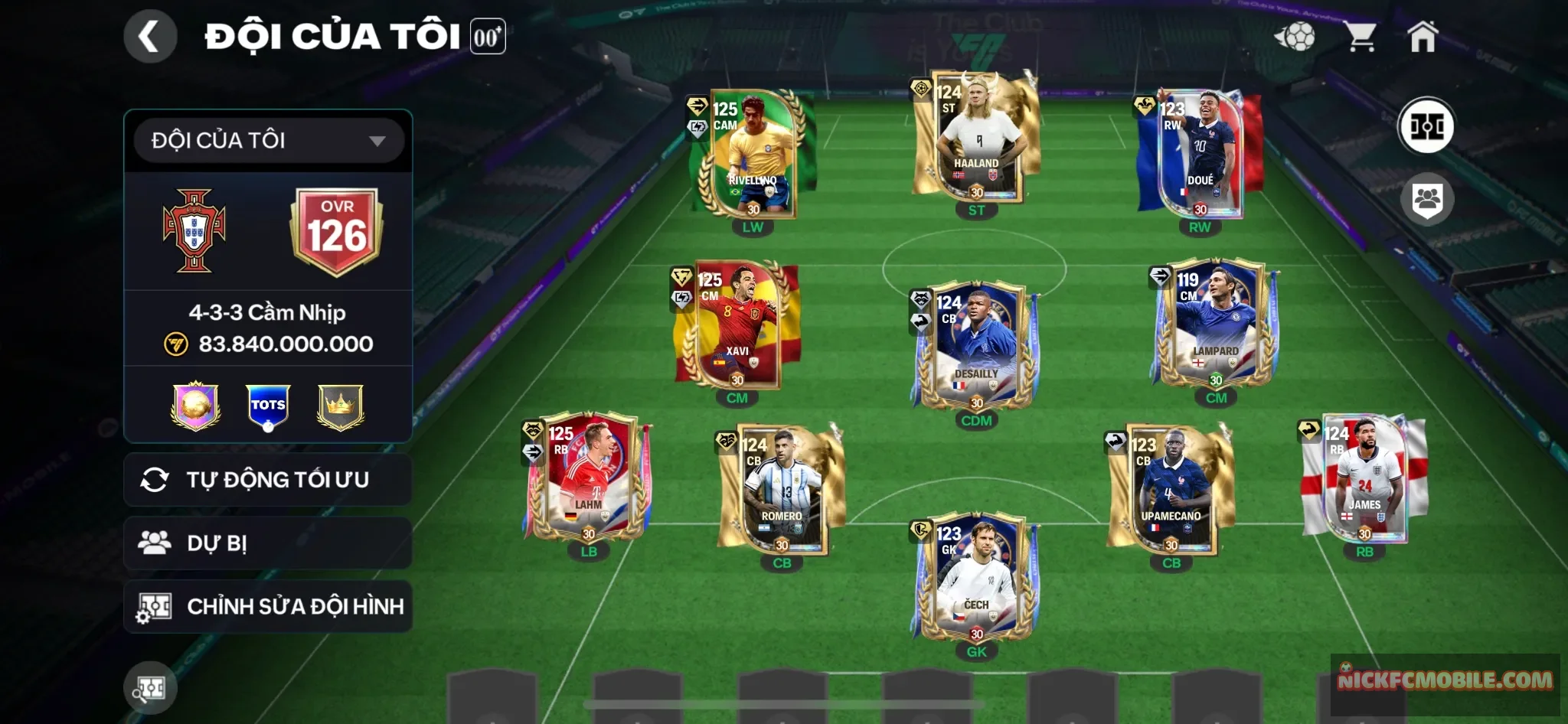 Ovr126 - 3 cầu thủ 120 + khung siêu đẹp + full 11 cầu thủ lv30 + dư 20k gem + dư gần 1k mảnh siêu sao