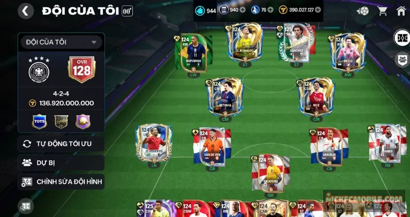 Ovr 128, chữ ký, nhiều dự bị