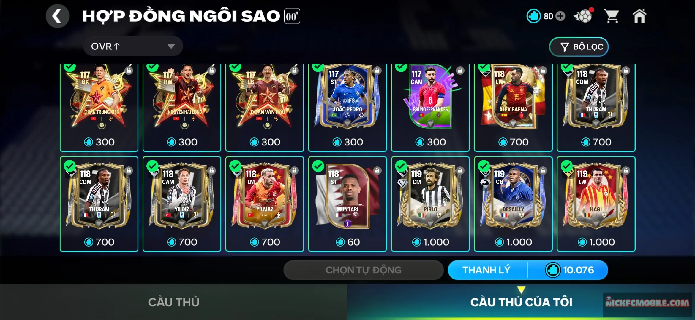10k mảnh desailly pirlo hagi và nhiều cth nữa cho ae xây đội hình chưa nạp đầu rank còn cho ae cày