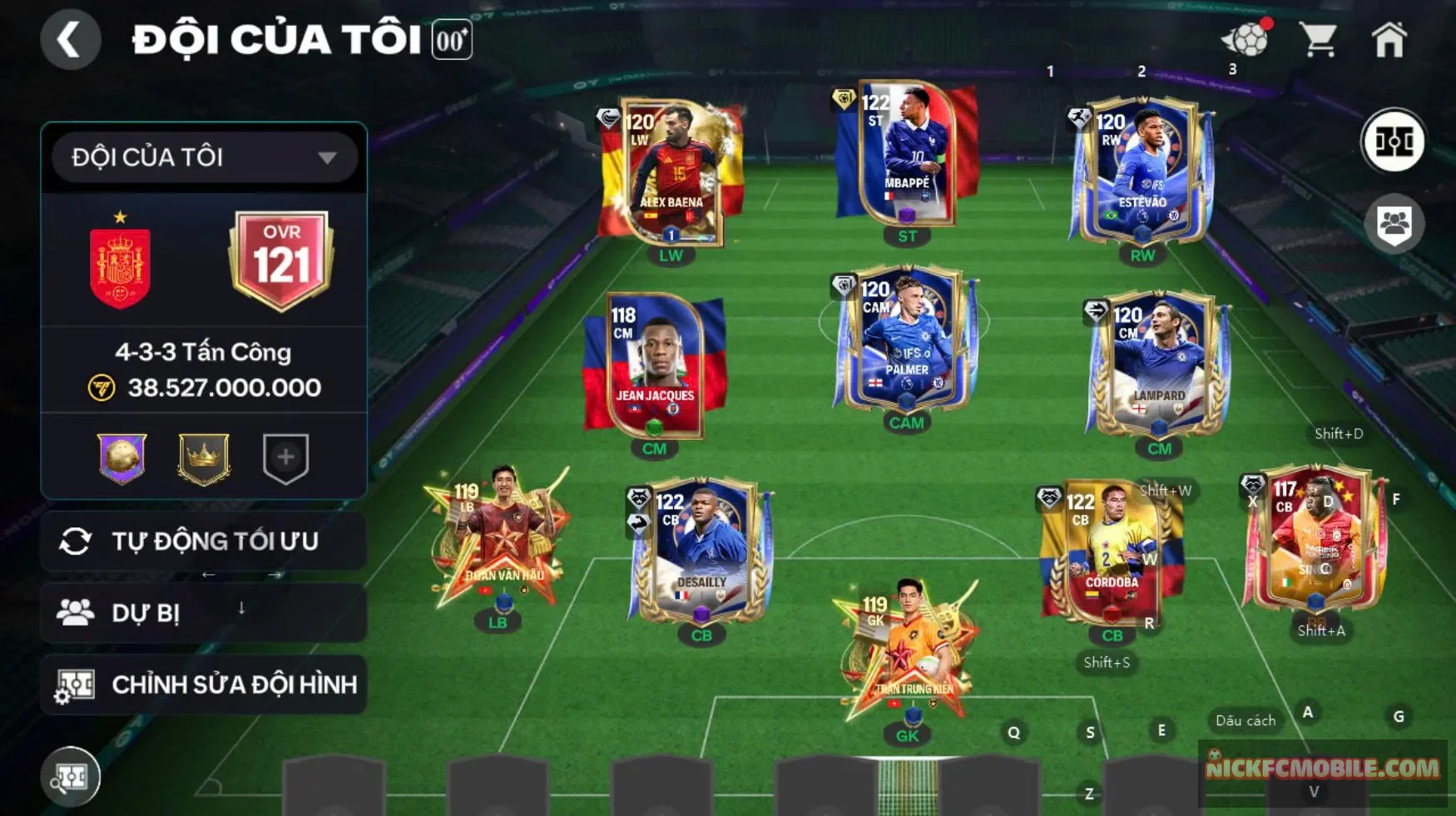Acc  ovr 121 2 cthu 119 (m3p, desali) kèm 6 cầu thủ 118, khung đẹp